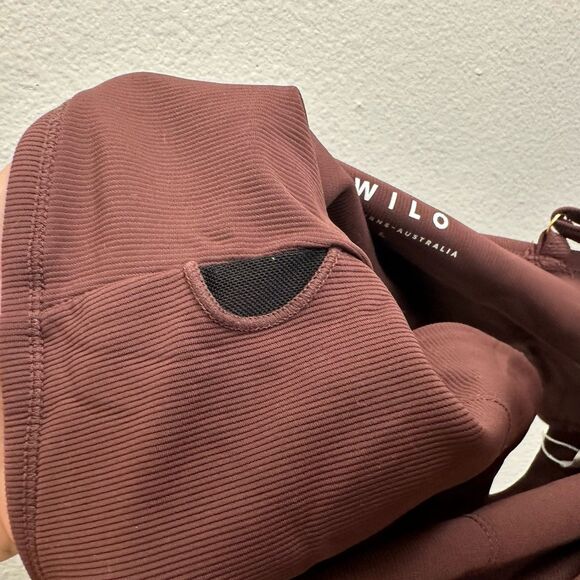 Wilo The Label Crop Top Womens Large Brown Square Neck Ribbed Wireless Stretch - Picture 7 of 12